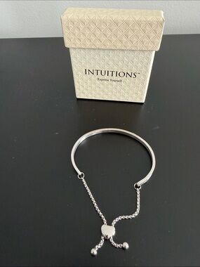 Intuitions Silver-Tone Adjustable Heart Bracelet - Silver